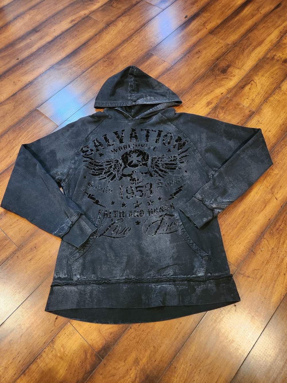 Archaic Washed Black Graphic Hoodie